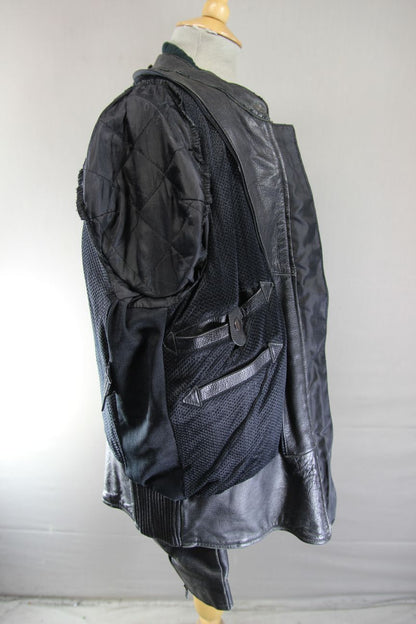 JTS BLACK LEATHER BIKER JACKET WITH REMOVABLE CE ARMOUR SIZE 18/40-42 INCH CHEST