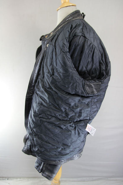 J&S CLASSIC BLACK LEATHER BIKER JACKET 44-46 INCH CHEST