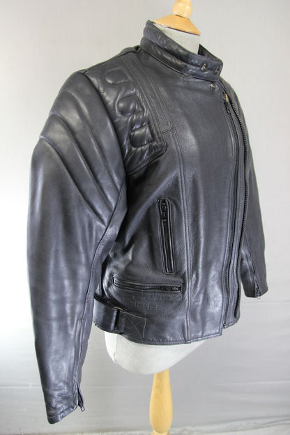 RICHA CLASSIC BLACK LEATHER LADIES BIKER JACKET: SIZE 16/38 INCH CHEST
