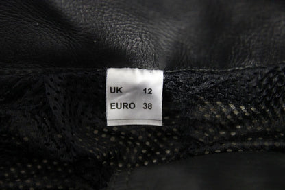 BUFFALO BLACK LEATHER BIKER TROUSERS + CE ARMOUR SIZE 12: WAIST 26 IN/LEG 29 IN