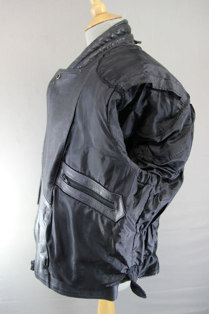 RICHA CLASSIC BLACK LEATHER LADIES BIKER JACKET: SIZE 16/38 INCH CHEST