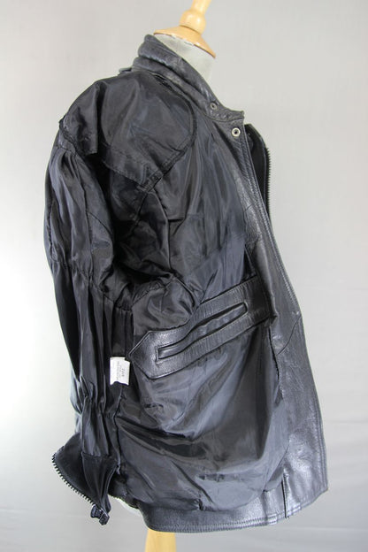 RICHA CLASSIC BLACK LEATHER LADIES BIKER JACKET: SIZE 16/38 INCH CHEST