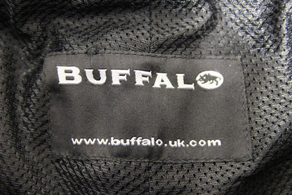 BUFFALO BLACK LEATHER BIKER TROUSERS WITH KNEE/SHIN CE ARMOUR: WAIST 32"/LEG 29"