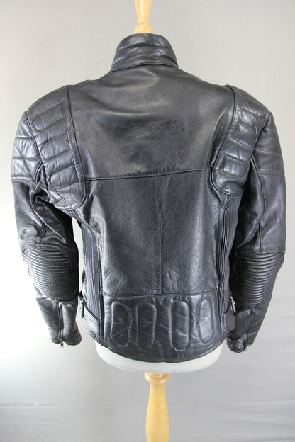CLASSIC 20-20 BLACK LEATHER BIKER JACKET 38-40 INCH/MEDIUM