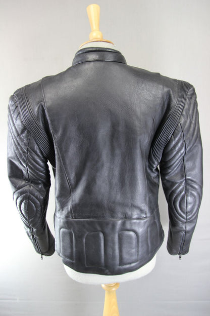 CLASSIC BLACK LEATHER BIKER JACKET 36-38 INCH