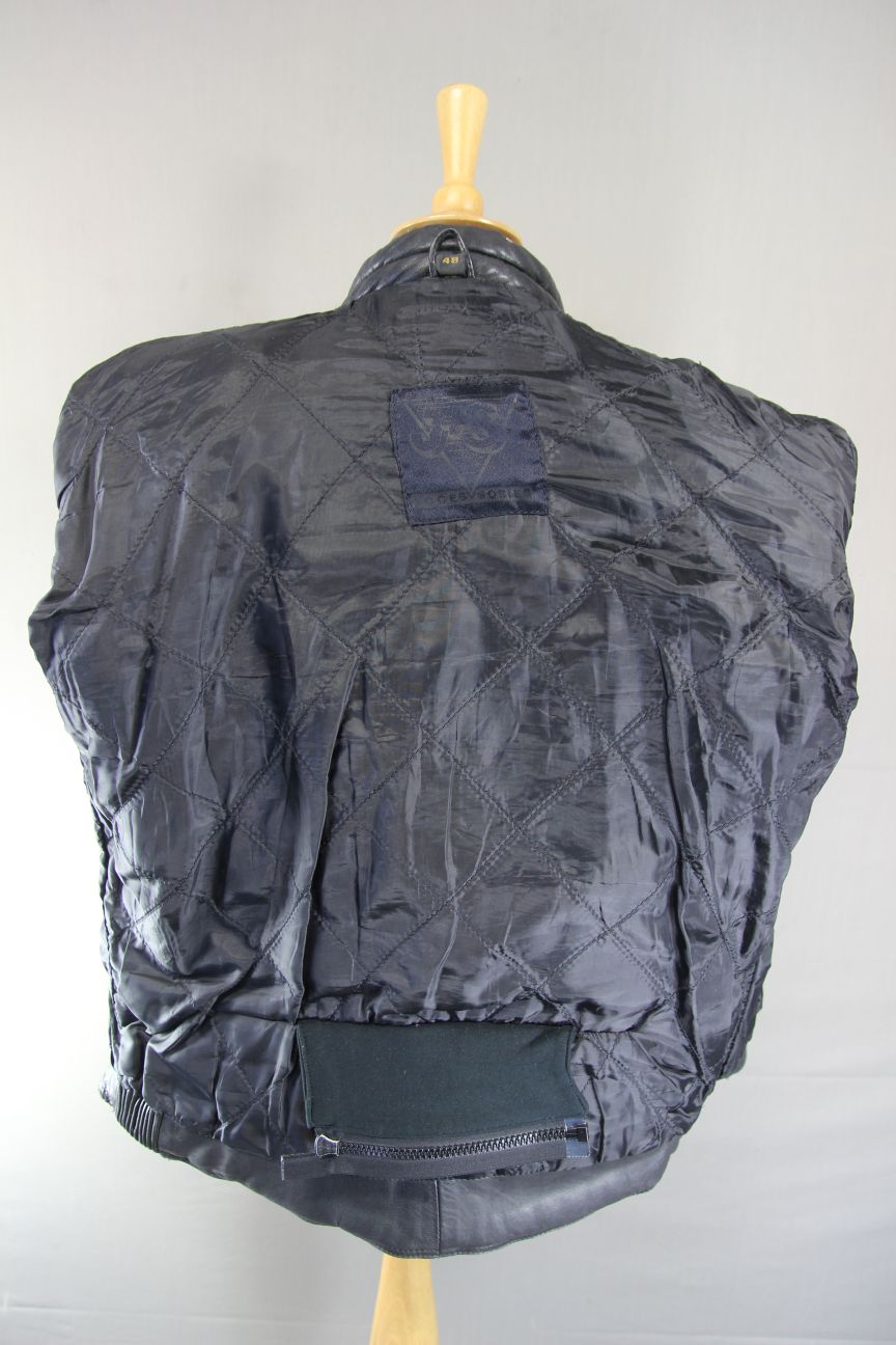 J&S CLASSIC BLACK LEATHER BIKER JACKET 44 INCH CHEST