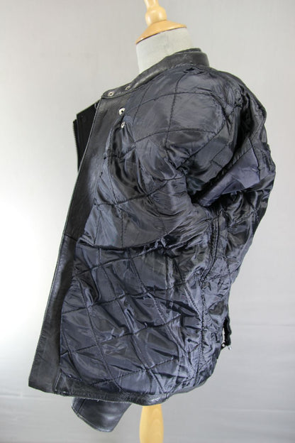 CLASSIC BLACK LEATHER BIKER JACKET 36-38 INCH