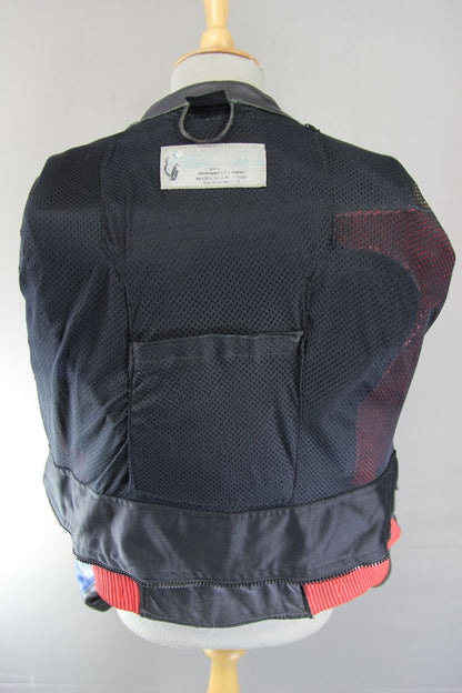 LOOKWELL BLACK, RED, BLUE & WHITE LEATHER BIKER JACKET 40 INCH/MEDIUM