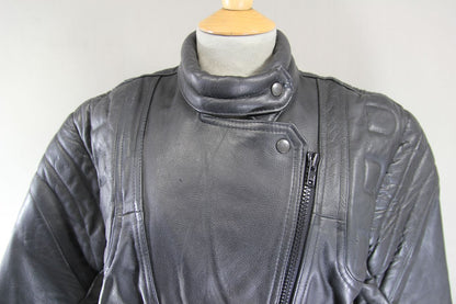 CLASSIC SKIN BLACK COWHIDE LEATHER LADIES BIKER JACKET 40 INCH CHEST/XL