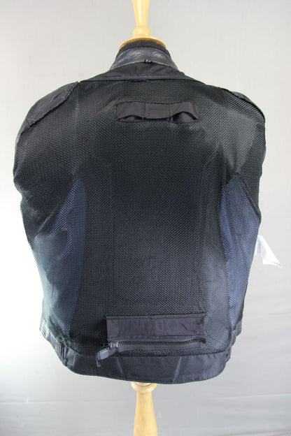 CASTOR 'BLACK CHASER' BLACK, BLUE & GREY LEATHER BIKER JACKET 42 INCH