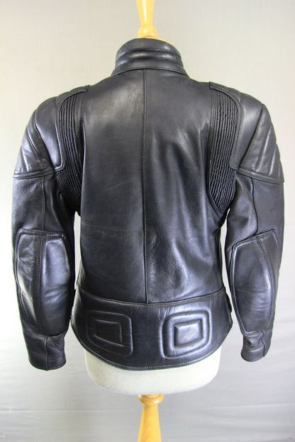 CLASSIC SPORTEX A5 BLACK LEATHER BIKER JACKET: SIZE 12/34 INCH CHEST