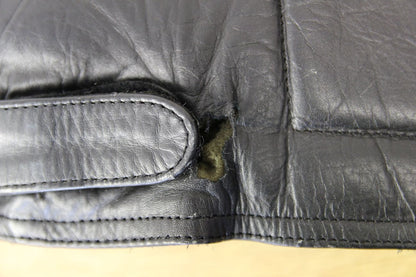 BLACK, SILVER, RED & BLUE LEATHER BIKER JACKET WITH REMOVABLE BACK PROTECTOR 42"