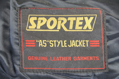 CLASSIC SPORTEX A5 BLACK LEATHER BIKER JACKET: SIZE 12/34 INCH CHEST