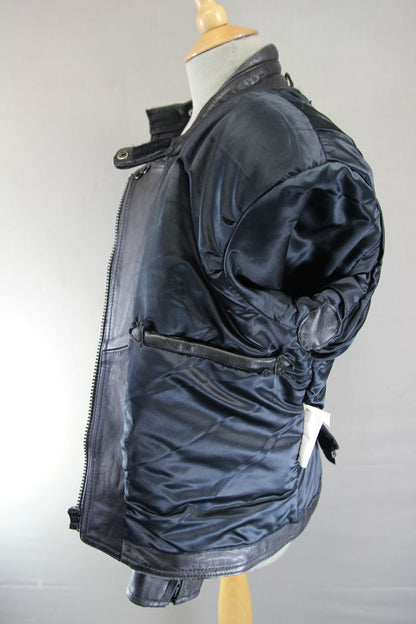 CLASSIC SPORTEX A5 BLACK LEATHER BIKER JACKET: SIZE 12/34 INCH CHEST