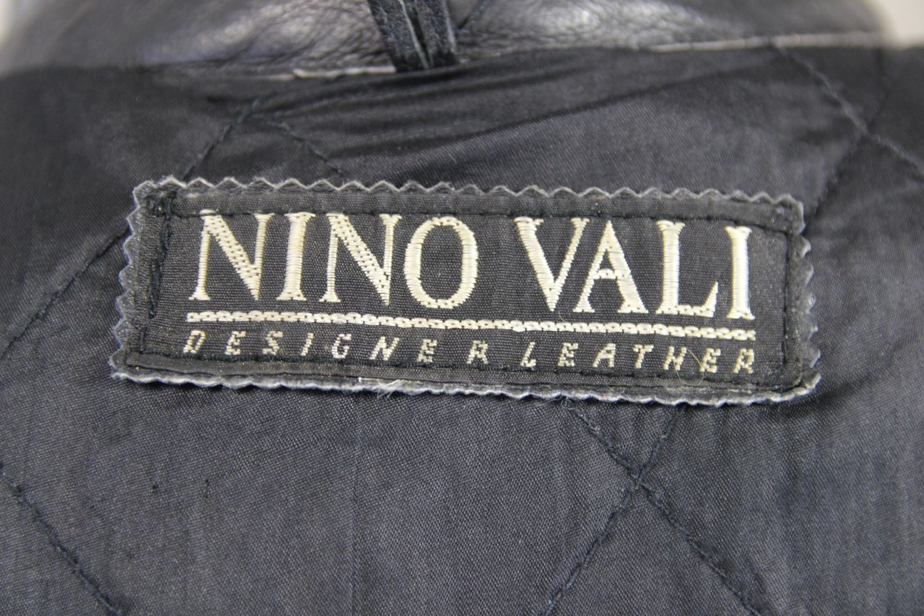NINO VALI DESIGNER CLASSIC BLACK LEATHER BIKER JACKET 46 INCH CHEST/XL