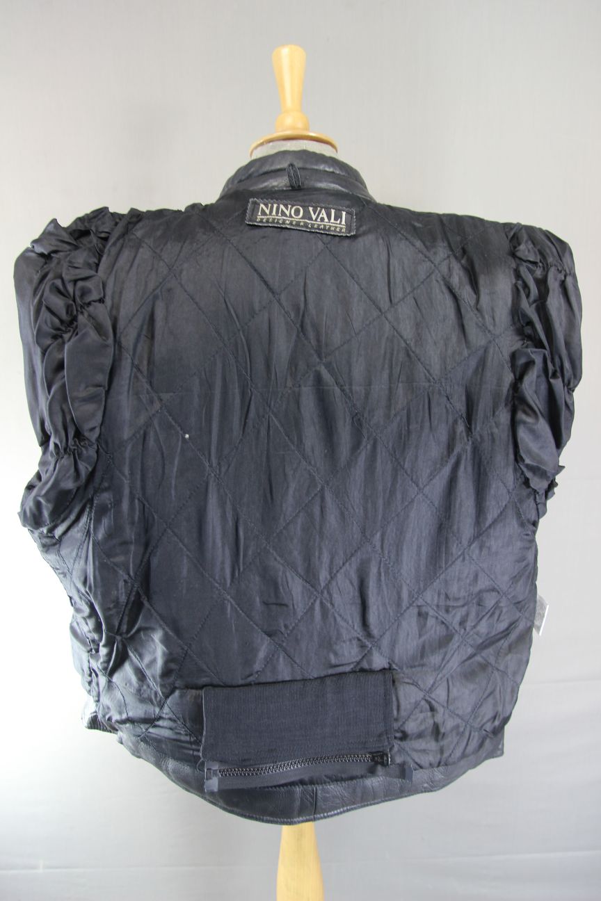 NINO VALI DESIGNER CLASSIC BLACK LEATHER BIKER JACKET 46 INCH CHEST/XL