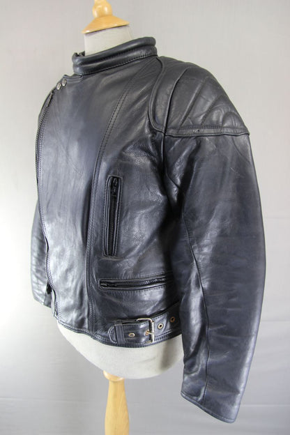 CLASSIC BLACK LEATHER BIKER JACKET 36-38 INCH CHEST/SMALL TO MEDIUM