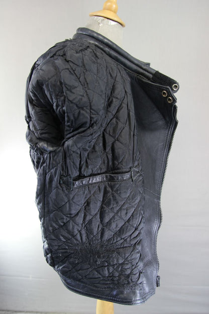 CLASSIC BLACK LEATHER BIKER JACKET 36-38 INCH CHEST/SMALL TO MEDIUM