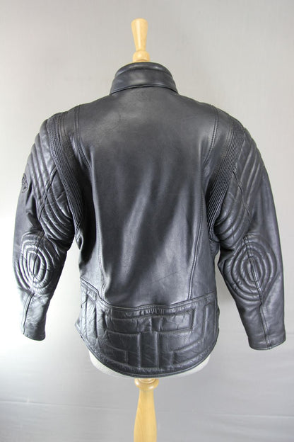 CLASSIC AKITO T-FORCE PLUS BLACK LEATHER BIKER JACKET 36-38 INCH CHEST