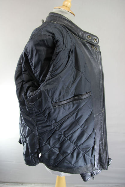 CLASSIC AKITO T-FORCE PLUS BLACK LEATHER BIKER JACKET 36-38 INCH CHEST