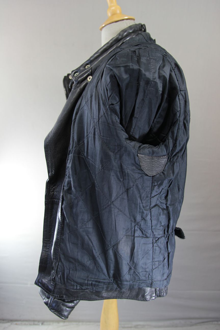 J&S CLASSIC BLACK LEATHER BIKER JACKET 42 INCH CHEST