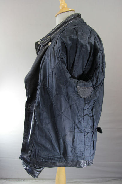 J&S CLASSIC BLACK LEATHER BIKER JACKET 42 INCH CHEST