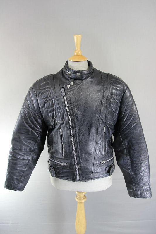 CLASSIC NICE BLACK LEATHER BIKER JACKET 40-42 INCH CHEST
