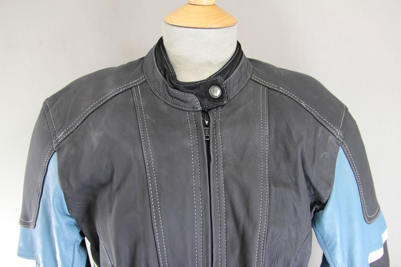 FRANK THOMAS LADY LEATHER BIKER JACKET WITH CE ARMOUR & THERMAL LINING: SIZE 14