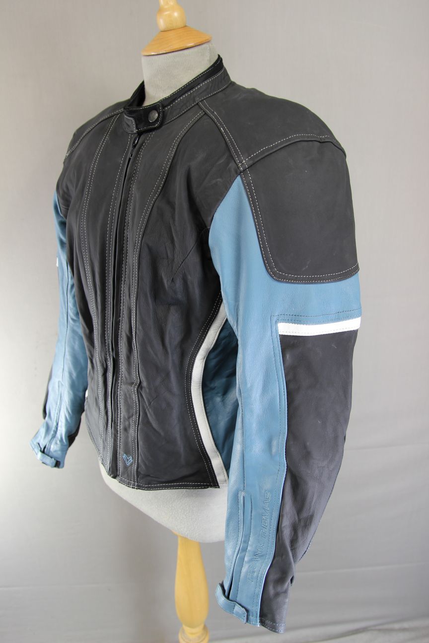 FRANK THOMAS LADY LEATHER BIKER JACKET WITH CE ARMOUR & THERMAL LINING: SIZE 14