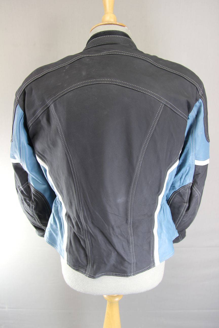 FRANK THOMAS LADY LEATHER BIKER JACKET WITH CE ARMOUR & THERMAL LINING: SIZE 14