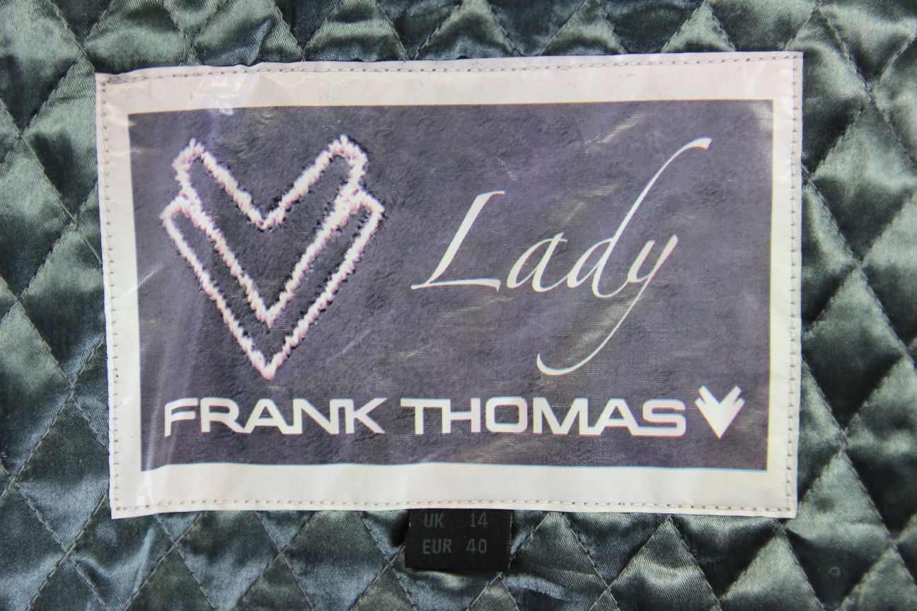 FRANK THOMAS LADY LEATHER BIKER JACKET WITH CE ARMOUR & THERMAL LINING: SIZE 14