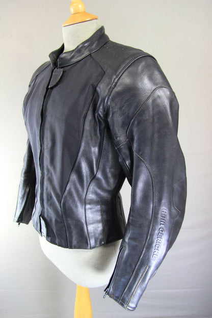HEIN GERICKE BLACK LEATHER & TEXTILE BIKER JACKET + CE ARMOUR SIZE 12 34-36 INCH