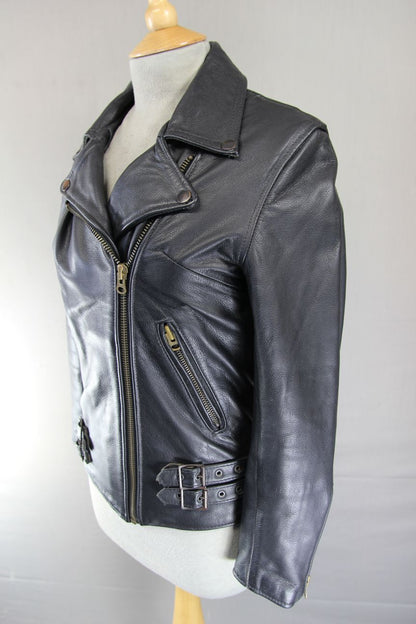 BIKERS PARADISE ELITE PATROL RETRO 1970'S PUNK ROCK STYLE LEATHER JACKET SIZE 10