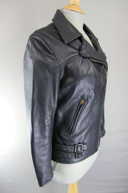 BIKERS PARADISE ELITE PATROL RETRO 1970'S PUNK ROCK STYLE LEATHER JACKET SIZE 10