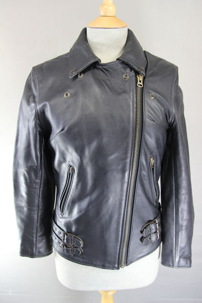 BIKERS PARADISE ELITE PATROL RETRO 1970'S PUNK ROCK STYLE LEATHER JACKET SIZE 10