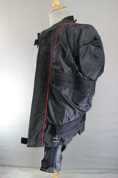 HEIN GERICKE BLACK & WHITE LEATHER & TEXTILE BIKER JACKET WITH CE ARMOUR SIZE 14