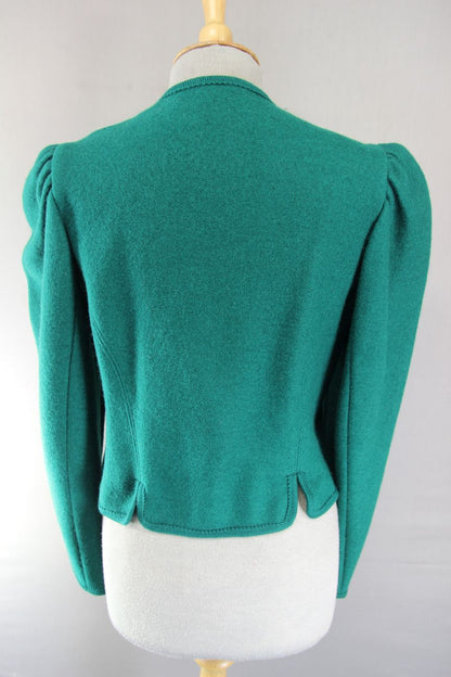 GIESSWEIN LADIES VINTAGE PURE WOOL GREEN & BLUE JACKET/TOP SIZE 12/34 INCH CHEST