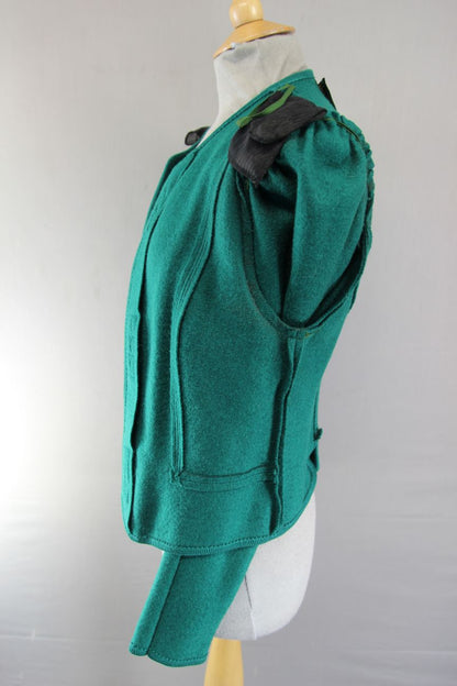 GIESSWEIN LADIES VINTAGE PURE WOOL GREEN & BLUE JACKET/TOP SIZE 12/34 INCH CHEST