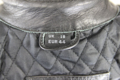 RIOSSI BRITISH DESIGNED & STYLED BLACK COWHIDE LEATHER BIKER JACKET: SIZE 18