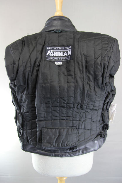 ASHMAN CLASSIC BLACK COWHIDE LEATHER BIKER JACKET: SIZE 10