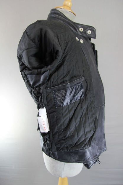 ASHMAN CLASSIC BLACK COWHIDE LEATHER BIKER JACKET: SIZE 10