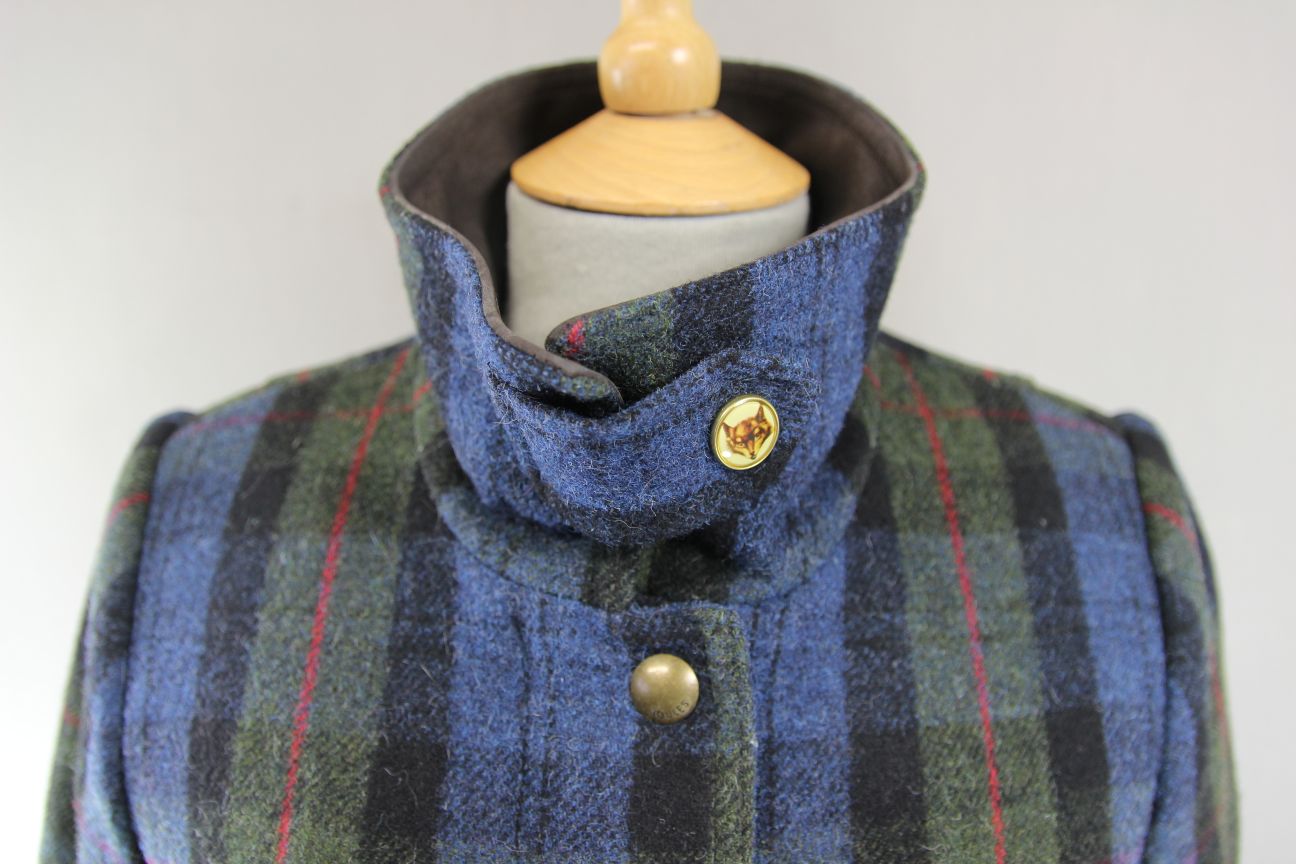 JOULES NAVY & KHAKI LADIES PURE WOOL COUNTRY SPORTS TWEED FIELDCOAT: SIZE 10