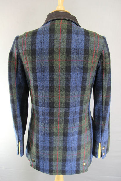 JOULES NAVY & KHAKI LADIES PURE WOOL COUNTRY SPORTS TWEED FIELDCOAT: SIZE 10