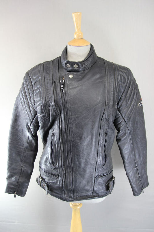 AKITO MERCURY PROTEK PLUS CLASSIC BLACK LEATHER BIKER JACKET 36-38 INCH CHEST