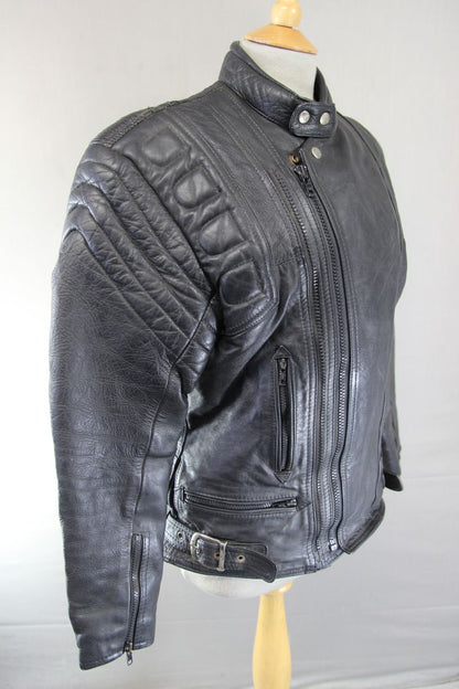 AKITO MERCURY PROTEK PLUS CLASSIC BLACK LEATHER BIKER JACKET 36-38 INCH CHEST