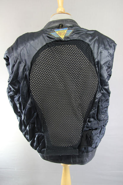 AKITO MERCURY PLUS CLASSIC BLACK LEATHER BIKER JACKET WITH BACK PROTECTOR 36-38"