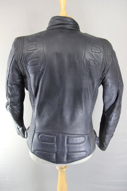 VINTAGE TT LEATHERS CLASSIC BRITISH MADE BLACK BIKER JACKET 36 INCH CHEST