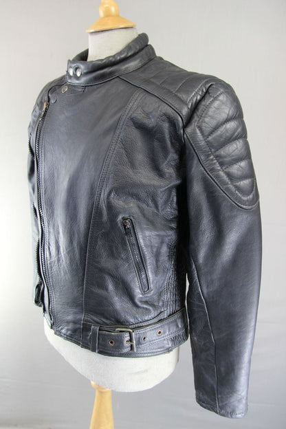 JT'S THINSULATE 3M 'THERMAL INSULATION' LINED BLACK LEATHER BIKER JACKET 40-42IN
