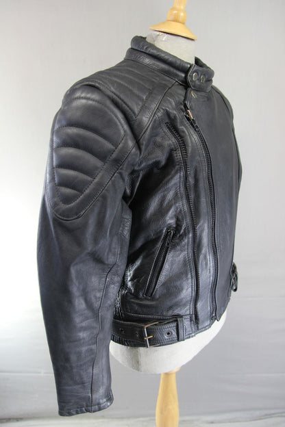 JT'S THINSULATE 3M 'THERMAL INSULATION' LINED BLACK LEATHER BIKER JACKET 40-42IN