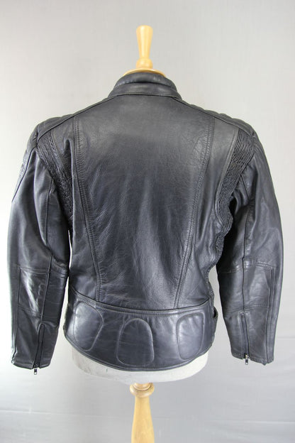 JT'S THINSULATE 3M 'THERMAL INSULATION' LINED BLACK LEATHER BIKER JACKET 40-42IN
